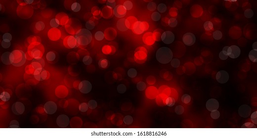Dark Red vector background with bubbles. Illustration with set of shining colorful abstract spheres. Pattern for wallpapers, curtains.
