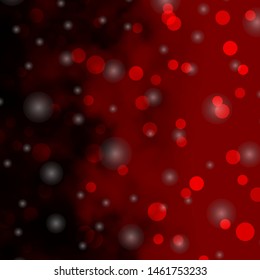 Dark Red vector background with circles, stars. Abstract illustration with colorful spots, stars. Pattern for websites.