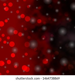 Dark Red vector background with circles, stars. Abstract design in gradient style with bubbles, stars. Design for posters, banners.