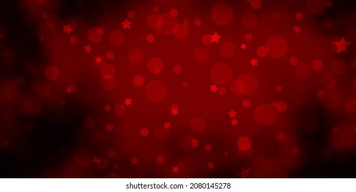 Dark Red vector background with circles, stars. Colorful illustration with gradient dots, stars. Template for business cards, websites.