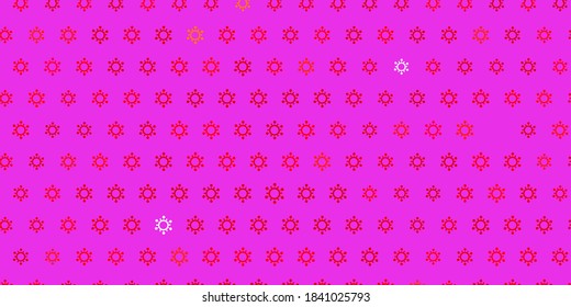 Dark red vector background with covid-19 symbols. Abstract illustration with biological gradient shapes. Simple design against epidemic information.