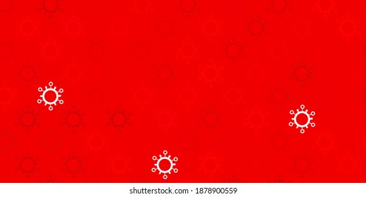 Fondo vector rojo oscuro con símbolos covid-19. Diseño simple en estilo abstracto con formas de infección. Diseño para la alerta de riesgo biológico.