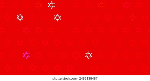 Dark red vector background with covid-19 symbols. Simple design in abstract style with infection forms. Simple drawing against danger fever.