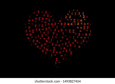 Dark Red vector background with Digit symbols. Illustration with Numeral symbols on abstract template. Pattern for ads, poster, banner of books.