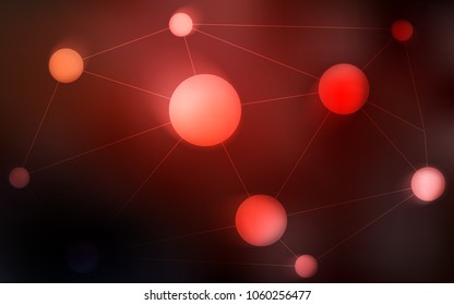 Dark Red vector background with dots and lines. Abstract illustration with colorful discs and triangles. Completely new template for your brand book.