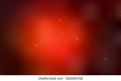 Dark Red vector background with dots and lines. Illustration with set of colorful abstract circles and lines. Completely new template for your brand book.