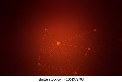 Dark Red vector background with dots and lines. Decorative design in abstract style with triangle structure. Pattern can be used as texture of wallpapers.