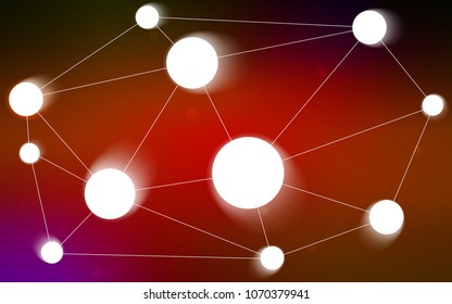 Dark Red vector background with dots and lines. Colorful illustration with circles and lines in futuristic style. New design for ad, poster, banner of your website.