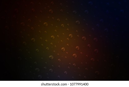 Dark Red vector background with dots. Blurred bubbles on abstract background with colorful gradient. Pattern can be used as texture of water, rain drops.