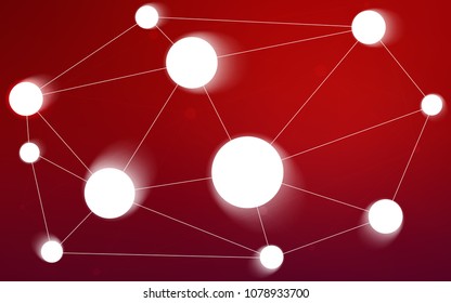 Dark Red vector background with dots and lines. Colorful illustration with circles and lines in futuristic style. Pattern can be used for ads, leaflets.