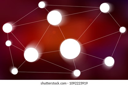 Dark Red vector background with dots and lines. Design with connection of dots and lines on colorful background. Pattern can be used for futuristic ad, booklets.
