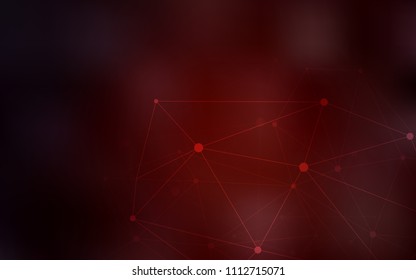 Dark Red vector background with dots and lines. Decorative design in abstract style with triangle structure. Pattern can be used as texture of wallpapers.