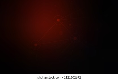 Dark Red vector background with dots and lines. Glitter abstract illustration with connection of triangle structure. New design for ad, poster, banner of your website.