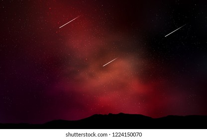 Dark Red vector background with galaxy stars. Shining illustration with sky stars on abstract template. Pattern for futuristic ad, booklets.