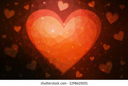 Dark Red vector  background with hearts. Hearts on blurred abstract background with colorful gradient. Template for Valentine's greeting postcards.