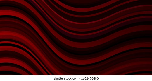 Dark Red vector background with lines. Colorful abstract illustration with gradient curves. Best design for your ad, poster, banner.