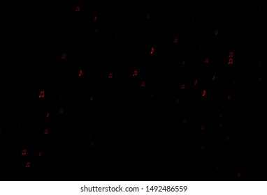 Dark Red vector background with music symbols. Shining illustration of colorful gradient music notes. Pattern for festival leaflets.