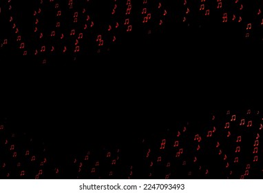Dark Red vector background with music symbols. Shining illustration of colorful gradient music notes. Template for fasion magazines.