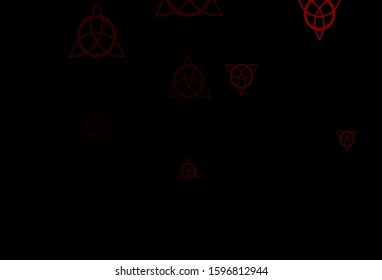 Dark Red vector background with occult symbols. Colorful mystic symbols with a gradient in ancient style. Simple base for your occult design.