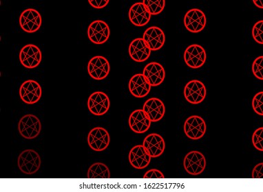 Dark Red vector background with occult symbols. Retro design in abstract style with witchcraft forms. Simple design for occult depiction.
