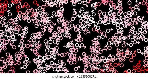 Dark Red vector background with occult symbols. Colorful mystic symbols with a gradient in ancient style. Design for magic, spiritual events.