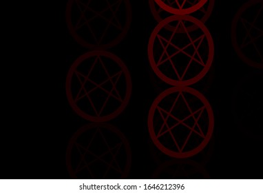 Dark Red vector background with occult symbols. Illustration with magical signs of spiritual power. Simple design for occult depiction.