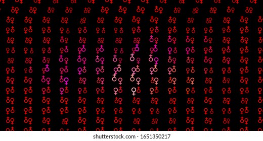 Dark Red vector background with occult symbols. Colorful vintage illustration with gradient alchemy shapes. Simple design for occult depiction.
