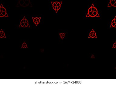 Dark Red vector background with occult symbols. Colorful vintage illustration with gradient alchemy shapes. Design for magic, spiritual events.