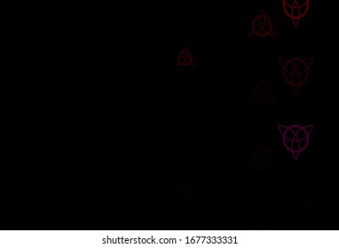 Dark Red vector background with occult symbols. Illustration with magical signs of spiritual power. Design for magic, spiritual events.