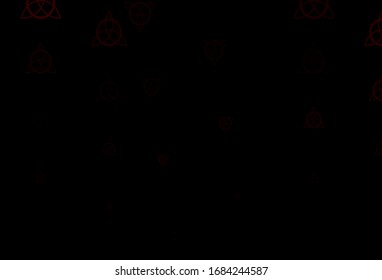 Dark Red vector background with occult symbols. Colorful vintage illustration with gradient alchemy shapes. Simple base for your occult design.