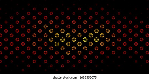 Dark Red vector background with occult symbols. Illustration with magical signs of spiritual power. Best design halloween events.