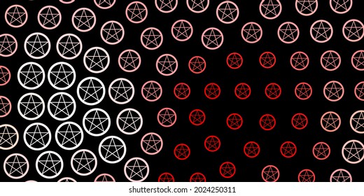 Dark Red vector background with occult symbols. Retro design in abstract style with witchcraft forms. Best design halloween events.