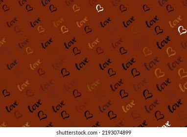 Dark Red vector background with Shining hearts. Illustration with shapes of gradient hearts on blur backdrop. Pattern for valentine's ad, booklets.