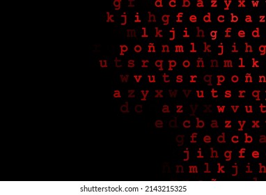 Dark red vector background with signs of alphabet. Colored alphabet signs with gradient on white background. Smart design for your business advert of university.