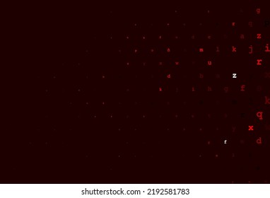 Dark red vector background with signs of alphabet. Abstract illustration with colored latin alphabet. Template can be used as a background for ads of typography.