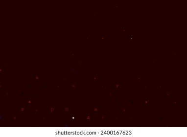 Dark red vector background with signs of alphabet. Shining illustration with ABC symbols on abstract template. The pattern can be used as ads, poster, banner for books.