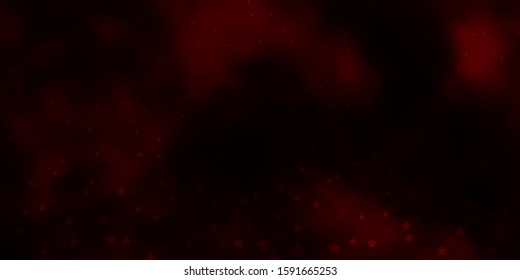 Dark Red vector background with small and big stars. Decorative illustration with stars on abstract template. Theme for cell phones.