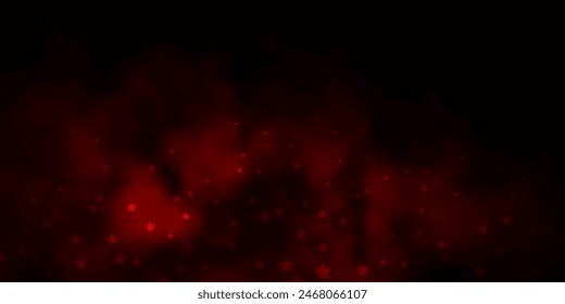 Dark Red vector background with small and big stars. Shining colorful illustration with small and big stars. Best design for your ad, poster, banner.