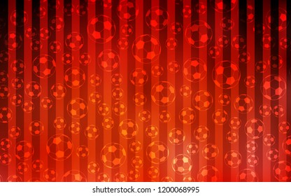 Dark Red vector background with soccer balls. Colorful gradient with signs of soccer tournament. Design for posters, banners of sports competitions.