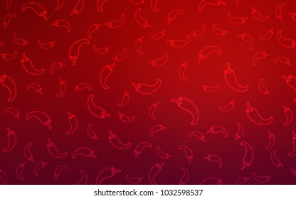 Dark Red vector background with spicy peppers. Glitter abstract sketch with hot peppers. Design for ad, poster, banner of cafes or restaurants.