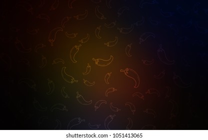 Dark Red vector background with spicy peppers. Decorative shining illustration with peppers on abstract template. Template for meal cooking in kitchen.
