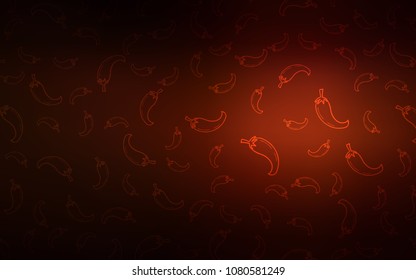 Dark Red vector background with spicy peppers. Beautiful colored illustration with peppers in doodle style. Design for ad, poster, banner of cafes or restaurants.