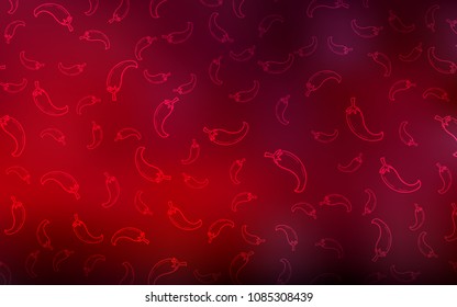 Dark Red vector background with spicy peppers. Beautiful colored illustration with peppers in doodle style. Pattern for ads of breakfast, lunch, dinner.