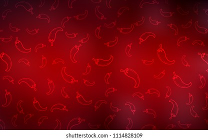 Dark Red vector background with spicy peppers. Decorative shining illustration with peppers on abstract template. Pattern for menu of cafes, bars, restaurants.