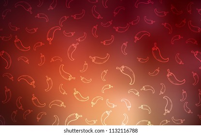 Dark Red vector background with spicy peppers. Illustration with set of fresh peppers in doodle style. Pattern for menu of cafes, bars, restaurants.