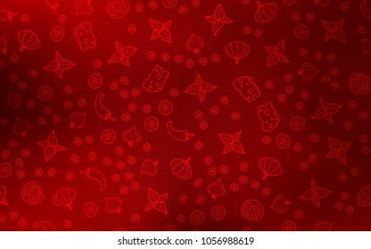 Dark Red vector background with tasty food. Blurred decorative design of snacks in doodle style. Design for ad, poster, banner of cafes or restaurants.