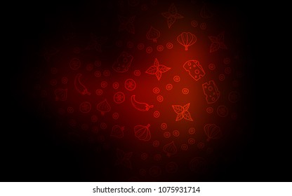 Dark Red vector background with tasty food. Fast Food on blurred abstract background with colorful gradient. Pattern for ad, booklets, leaflets of restaurants.