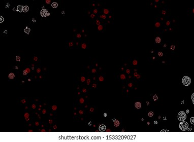 Dark Red vector background with tasty food. Decorative illustration with food on abstract template. Template for meal cooking in kitchen.