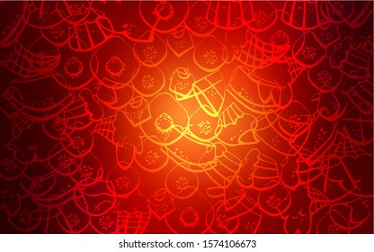 Dark Red vector background with tasty sweets. Decorative shining illustration with sweets on abstract template. Doodle design for your business advert of cafes.