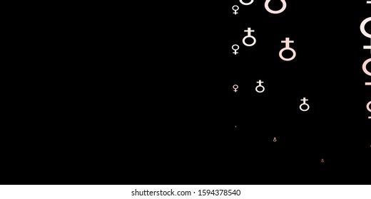 Dark Red vector background with woman symbols. Illustration with signs of women's strength and power. Design for International Women’s Day.